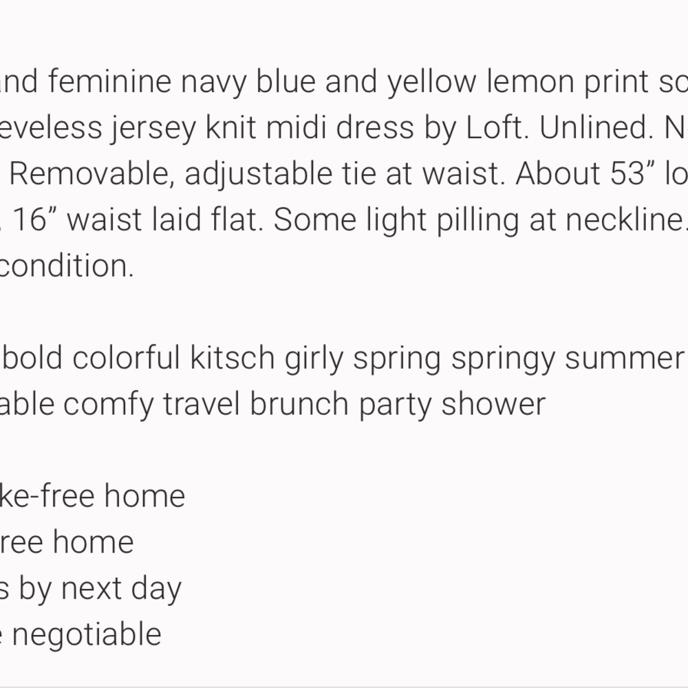 Loft Navy Blue lemons midi dress -M - Picture 7 of 7